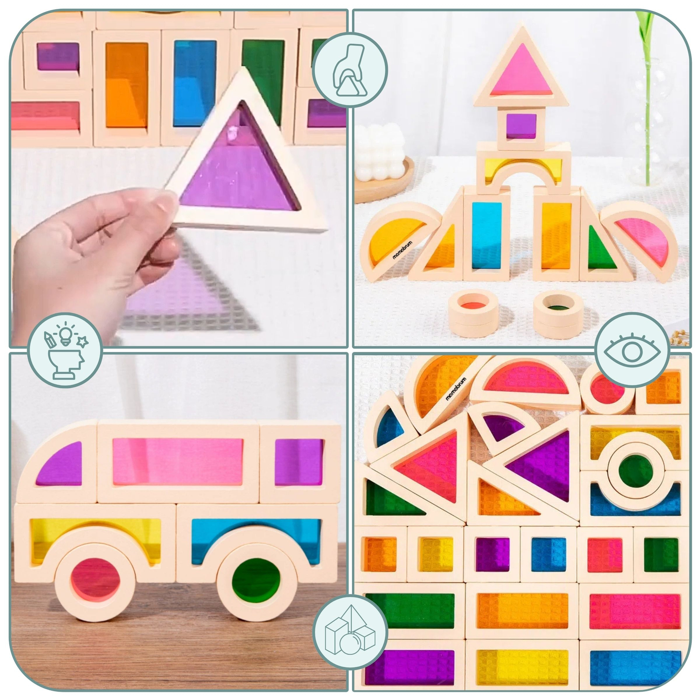 Mavrični leseni bloki - 25 elementov