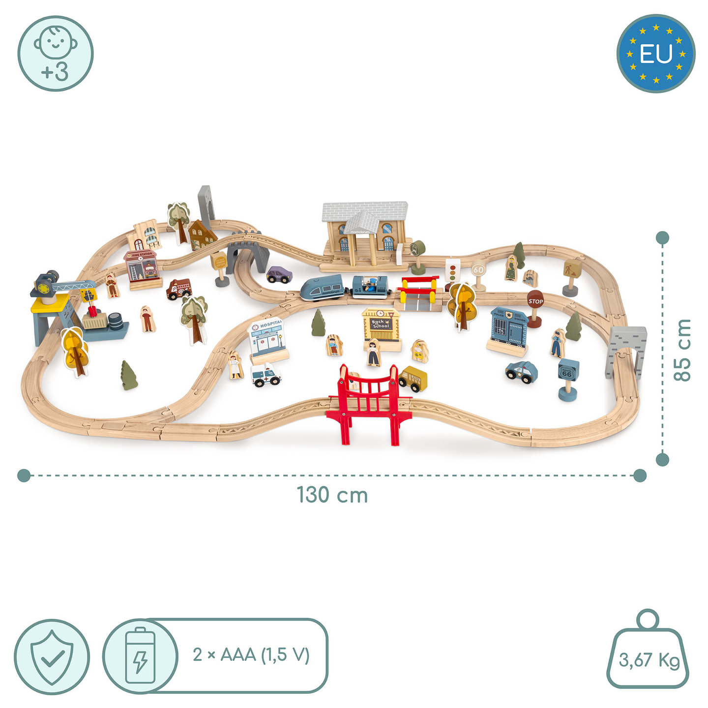 Lesena mestna železnica z električnim vlakom - premikajoči se žerjav, ladja, mostovi