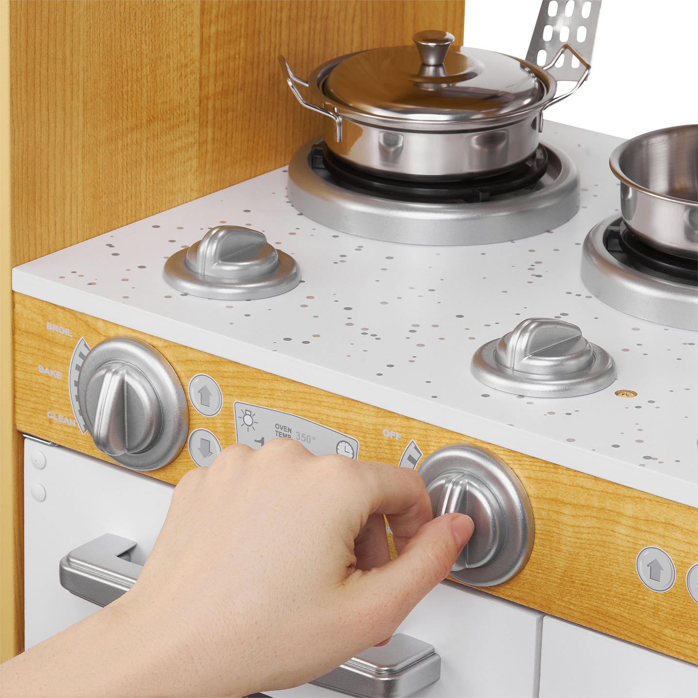 XXL lesena kuhinja z LED osvetlitvijo, predpasnikom in dodatki