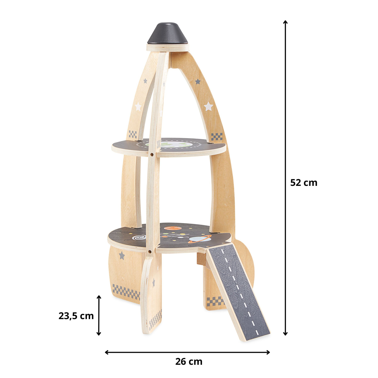 Velika lesena vesoljska raketa z dodatki