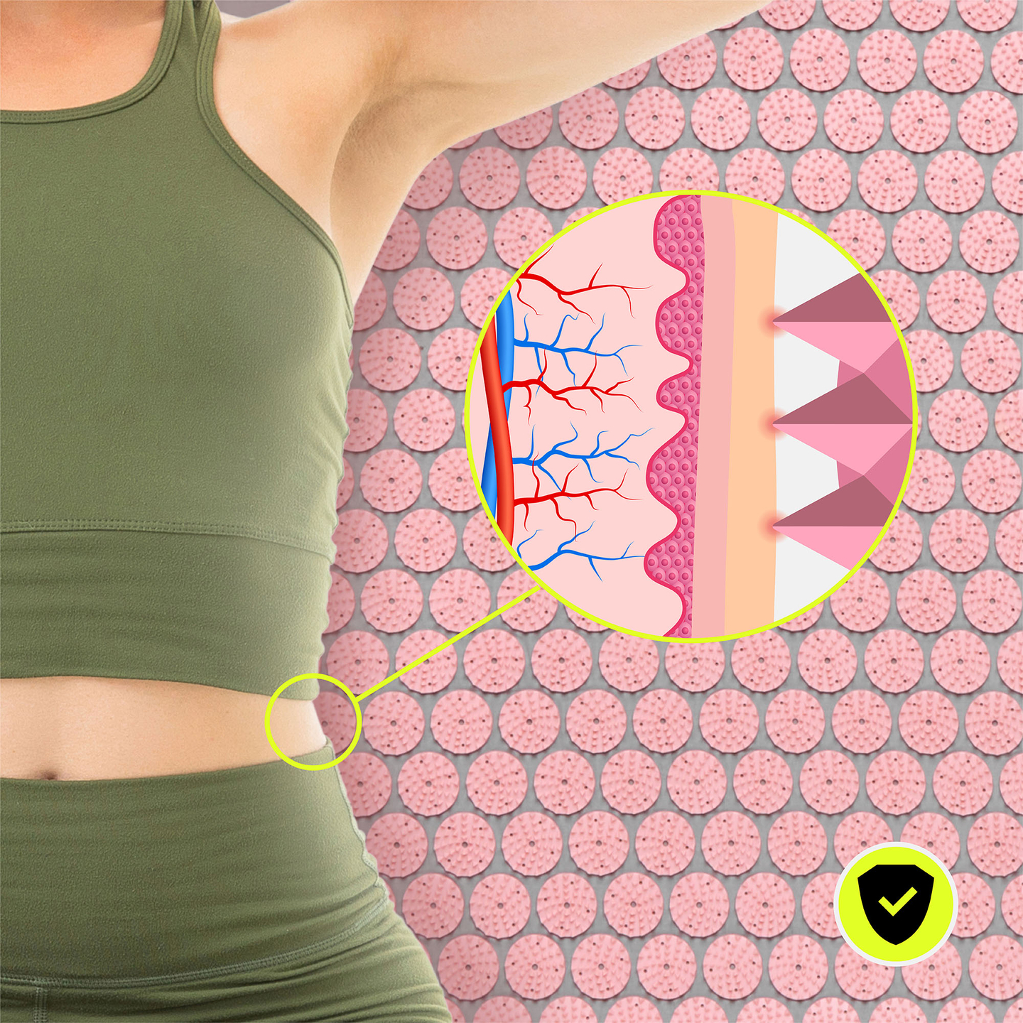 Velika akupresurna podloga z blazino in prevleko - 130 cm HyperMotion siva in roza