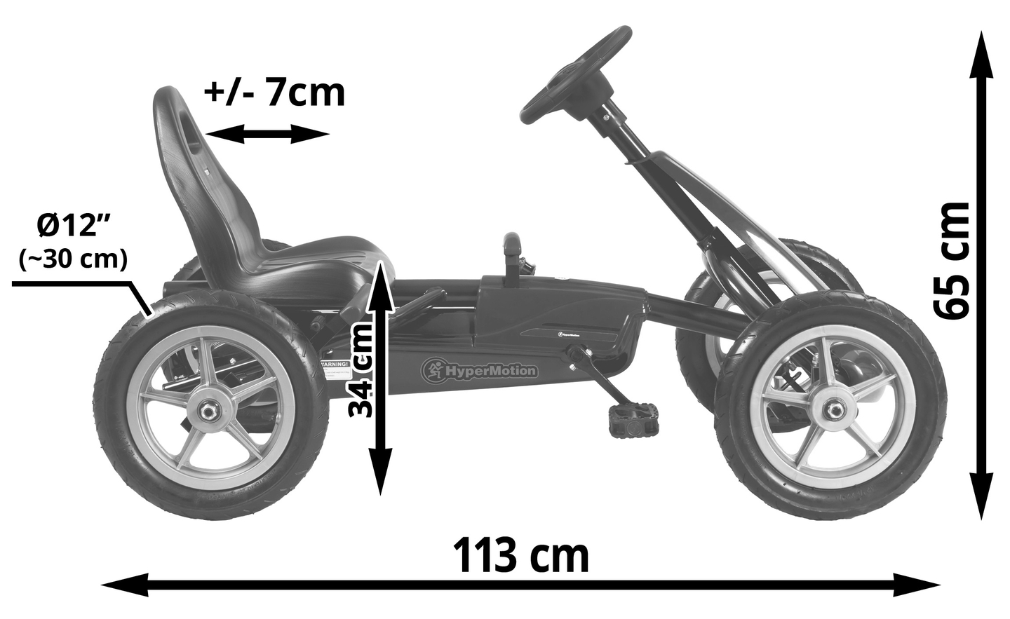 EVOQUE gokart na pedala za otroke, stare od 5 do 8 let - siv