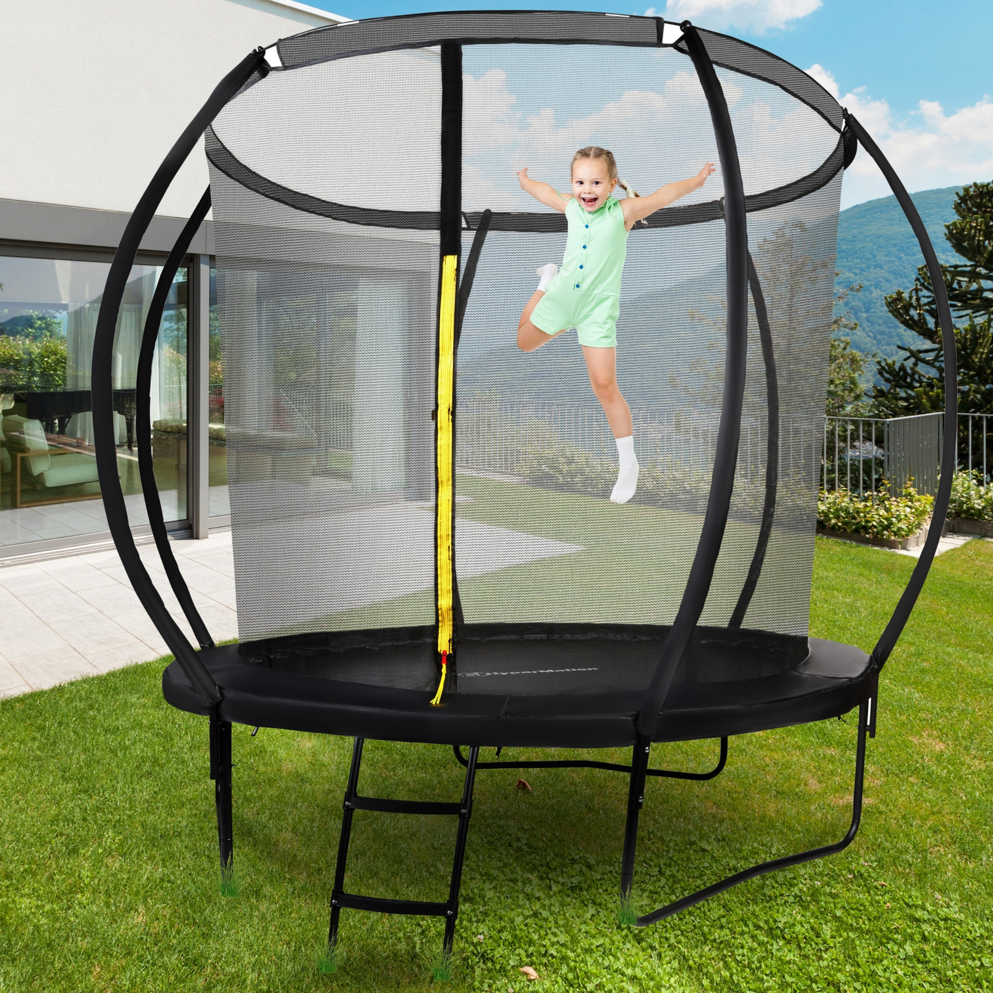 HyperMotion otroški vrtni trampolin - 244 cm 8FT - z lestvijo in notranjo mrežo - za dom in vrt