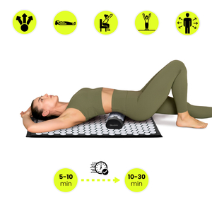 Akupresurna podloga z blazino in prevleko - 72 cm HyperMotion črno-bela