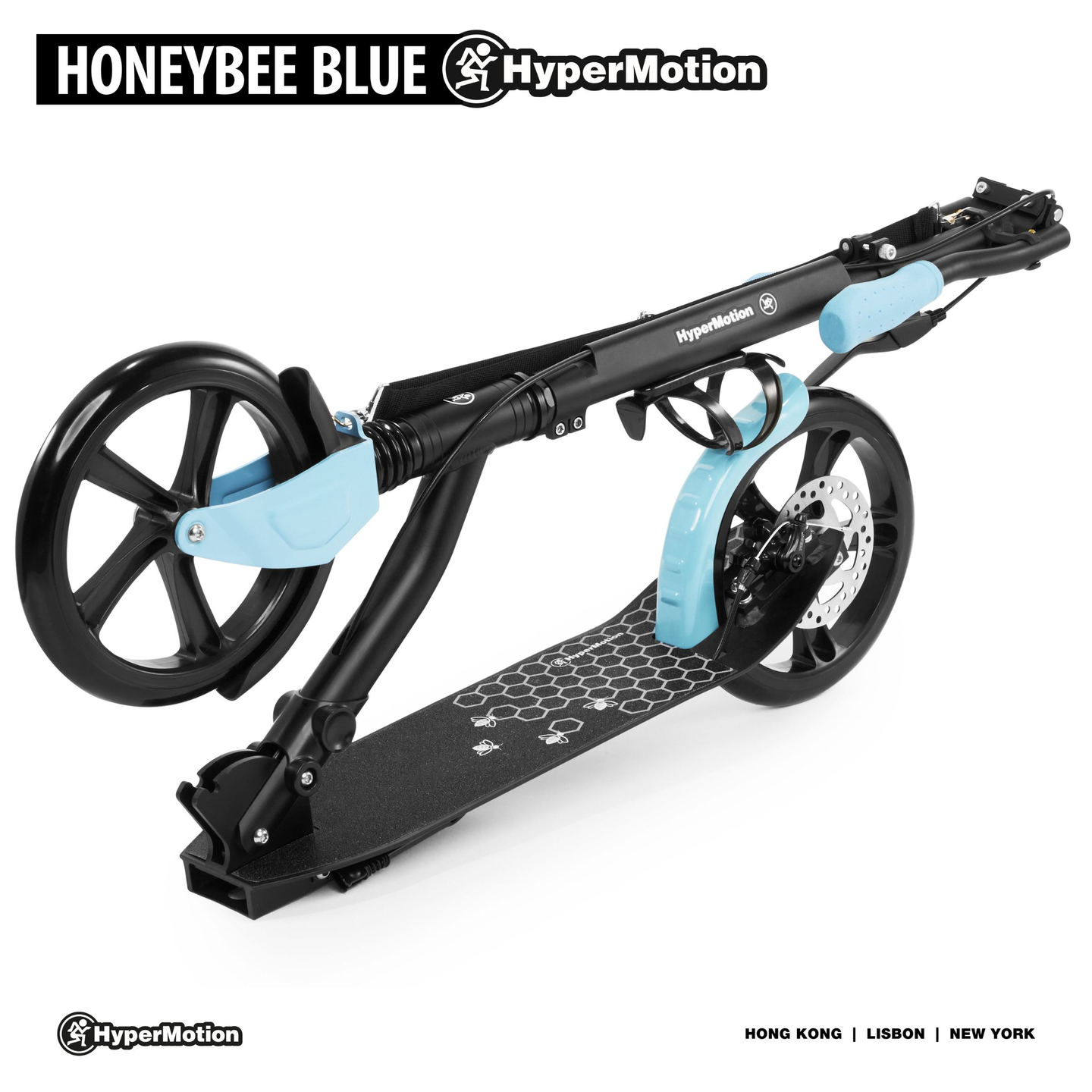 Dvokolesni mestni skuter HONEYBEE Blue HyperMotion 100kg - polni aluminij, velika kolesa 250mm