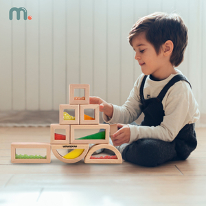 Komplet lesenih senzoričnih blokov z različnimi polnili - 15 kosov