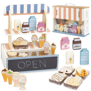 Zložljiva lesena trgovina - kavarna, slaščičarna z dodatki
