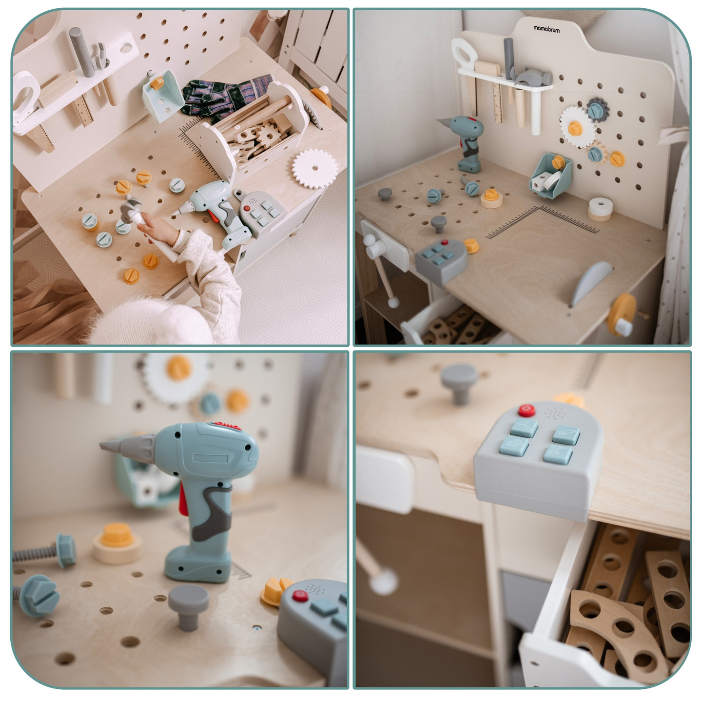 XXL Velika lesena delavnica z orodjem - set za domače mojstre, 74 elementov