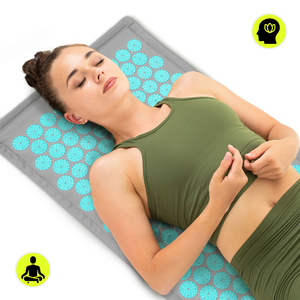 EKO lanena akupresurna podloga s kokosovimi vlakni in ajdovo blazino – 68 cm HyperMotion sivo-metna