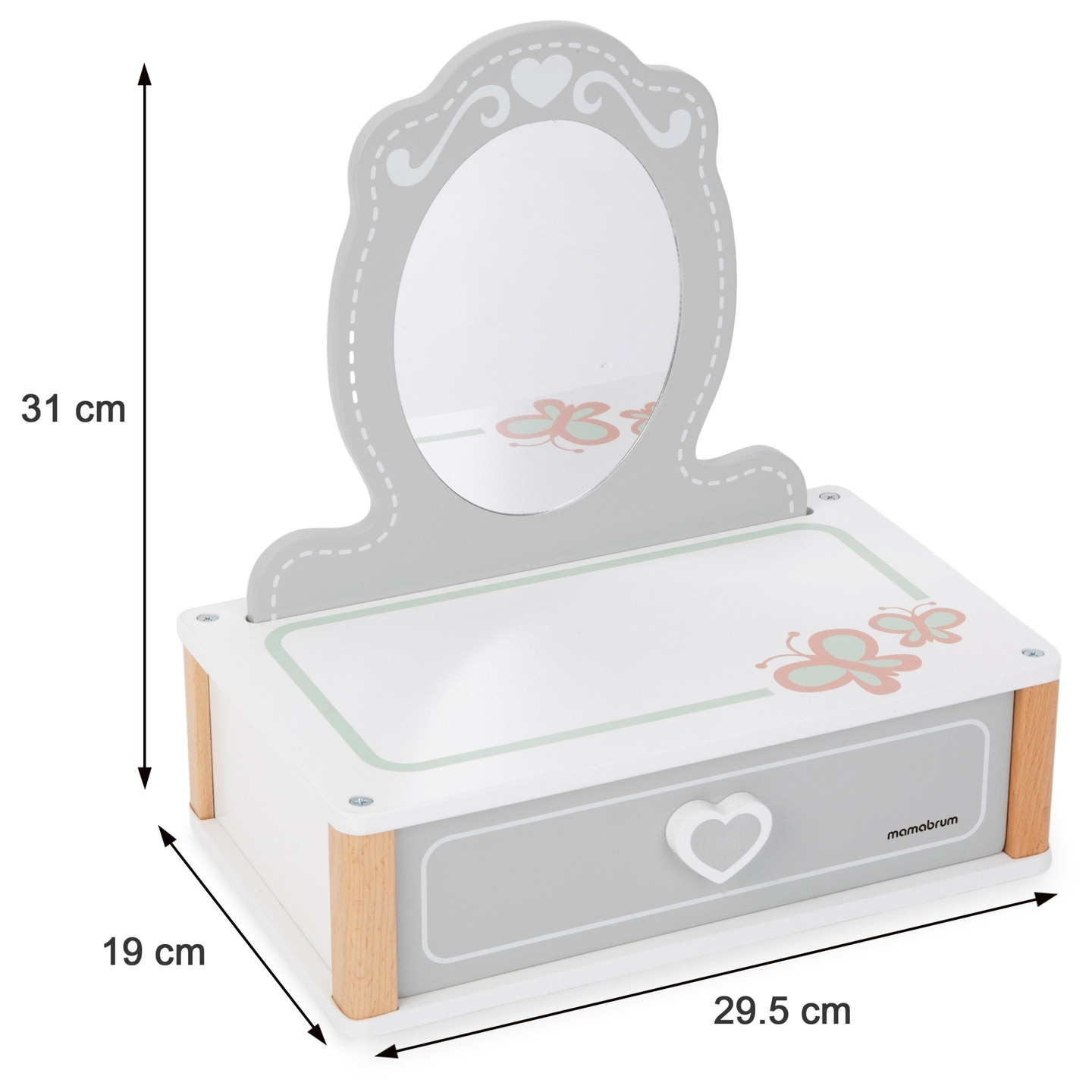 Lesena otroška toaletna mizica z dodatki