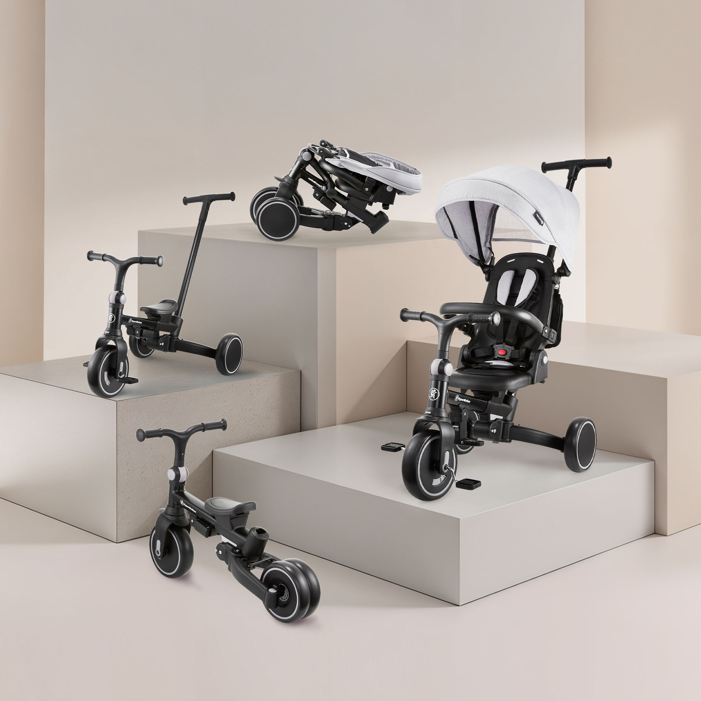 Večnamenski tricikel 8v1 TOBI FOREST - siv