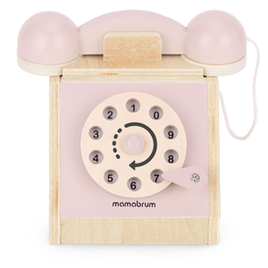 Retro leseni telefon - pastelno roza