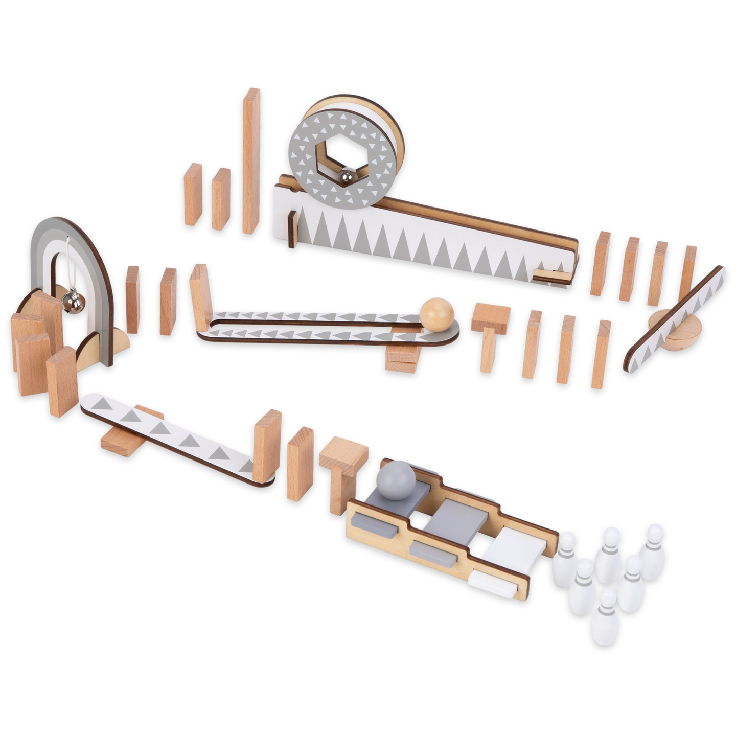 Leseni domino bloki - proga z ovirami - 48 elementov